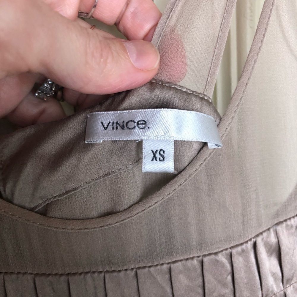 Vince taupe silk sleeveless midi dress size XS - Picture 6 of 8